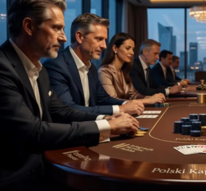 Korporacyjny pokerowy stół przygotowany na event firmowy